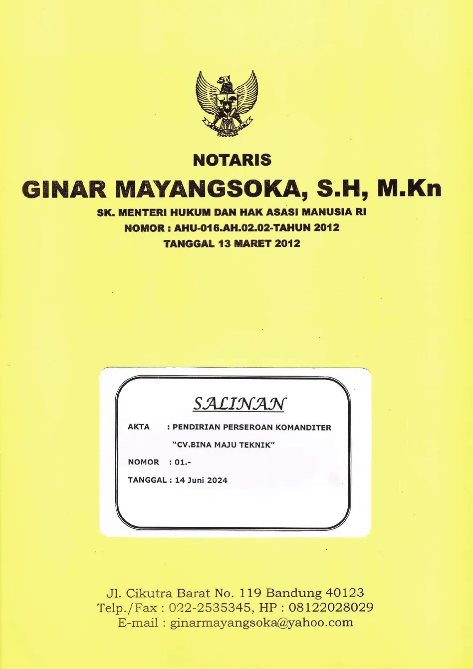 Dokumen Akta Pendirian